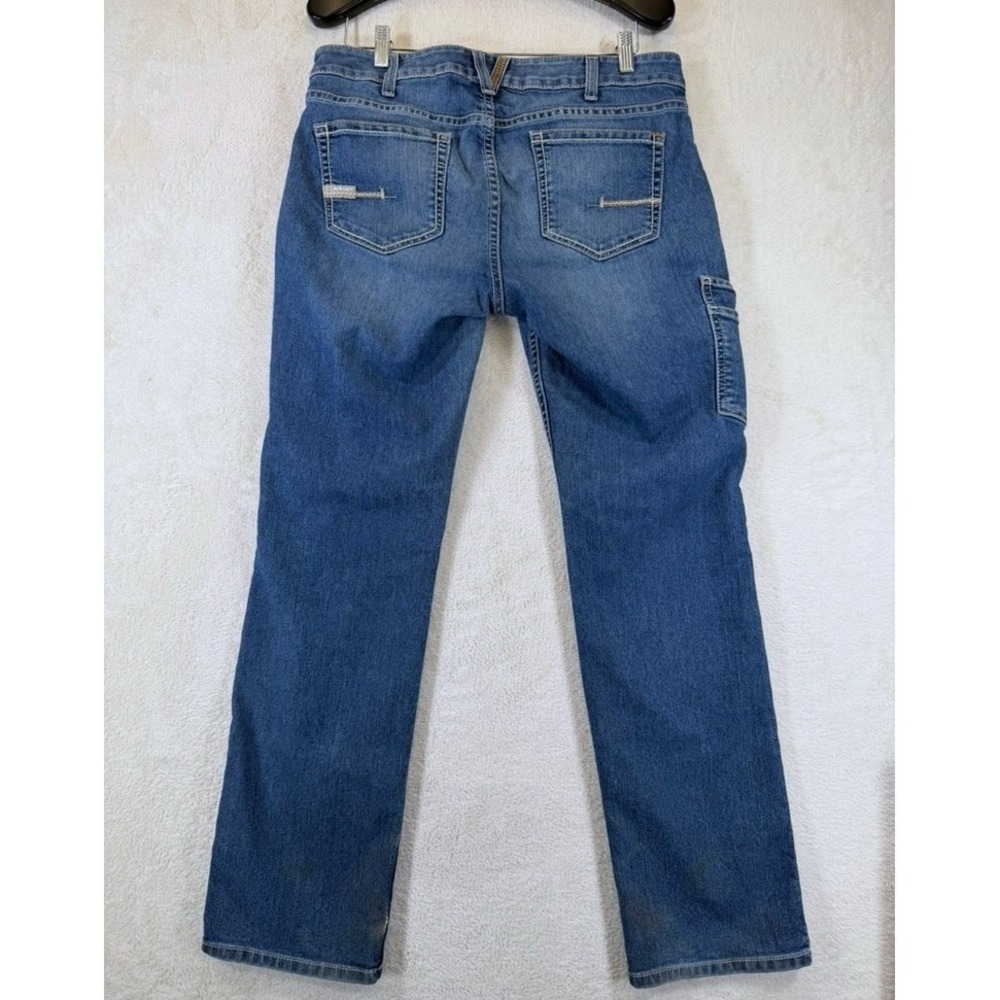 Ariat Rebar Riveter Straight Leg Jeans Nightride Mid Rise Blue Denim 32R - Picture 2 of 16